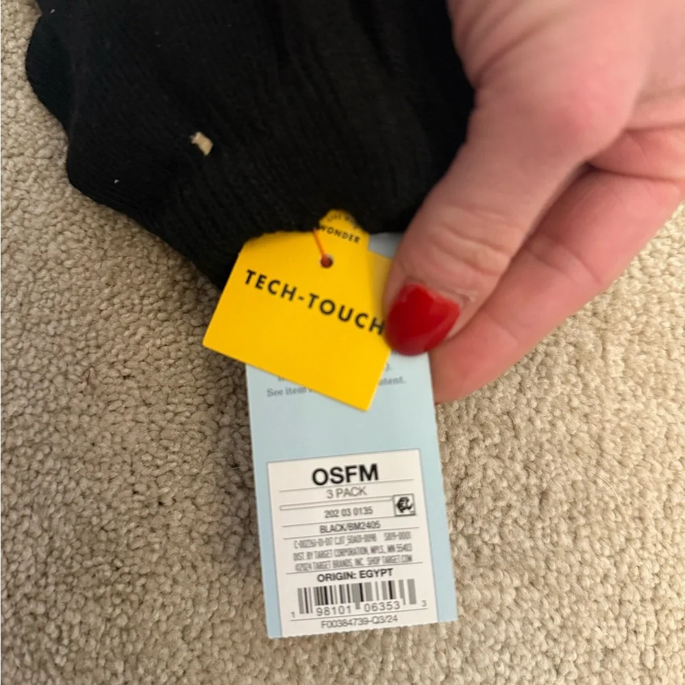 Cat & Jack NWT 3pk Kids Black Gloves
